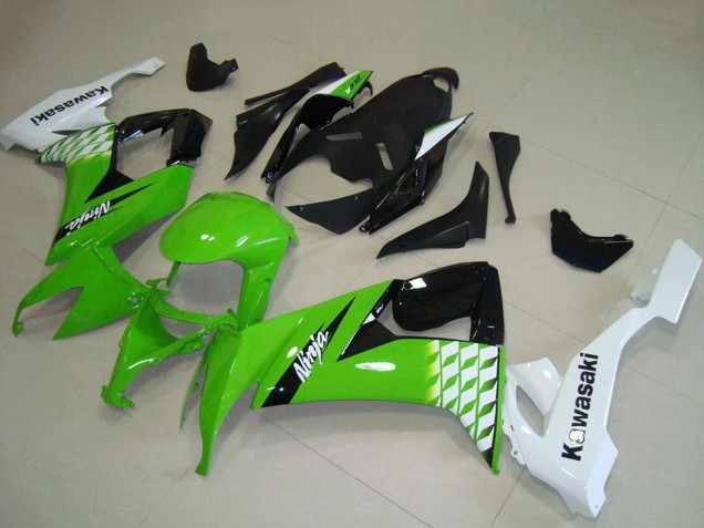 Carénages Moto Kawasaki ZX10R 2008-2010 - Blanc Vert Noir Brillant