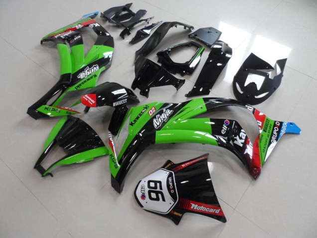 Carénages Moto Kawasaki ZX10R 2011-2015 - Vert Rouge Noir Brillant KIPS Motocard Elf 66