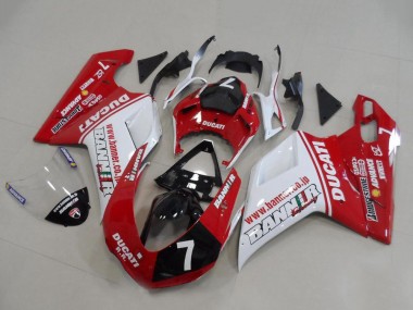 Carénages Moto Ducati 848 1098 1198 2007-2014 - Blanc Rouge Noir Brillant Banner 7