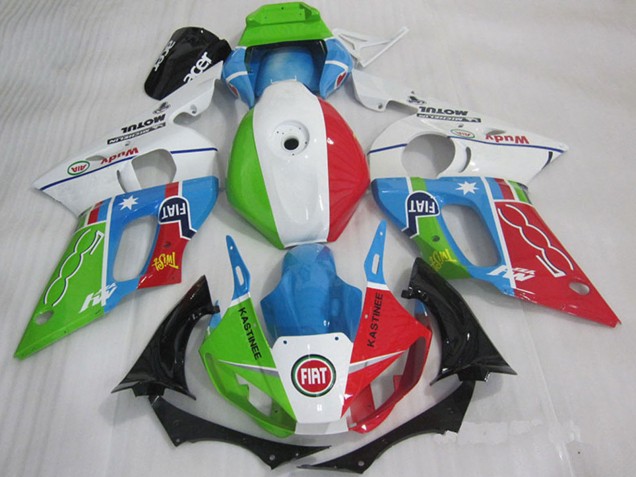 Carénages Moto Yamaha YZF R6 1998-2002 - Blanc Bleu Vert Rouge Fiat Kastinee