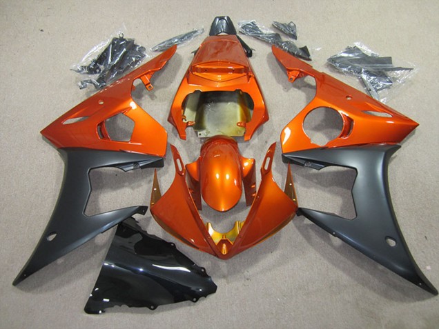 Carénage Moto Yamaha YZF R6 2003-2004 - Orange Noir Mat