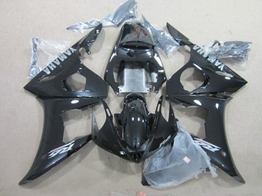 Carénages Moto Yamaha YZF R6 2003-2004 - Noir Brillant Argent Décalque