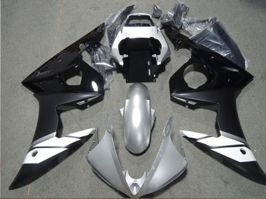 Carénages Moto Yamaha YZF R6 2003-2004 - Blanc Argent Noir Brillant Noir Mat