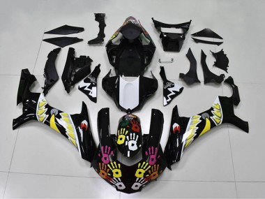 Carénages Moto Yamaha YZF R1 2015-2019 - Noir Blanc Jaune Rose Requin