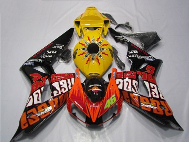 Carénage Moto Honda CBR1000RR 2004-2005 - Jaune Orange Noir Brillant Repsol Rossi 46