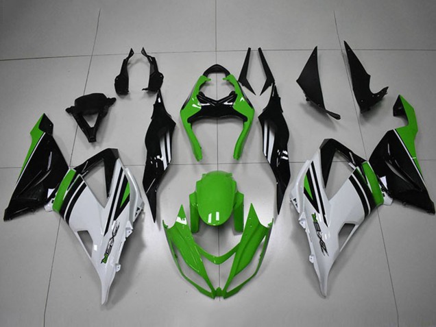 Carénages Moto Kawasaki ZX6R 2013-2018 - Vert Blanc Noir Bande