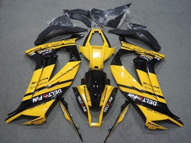 Carénages Moto Kawasaki ZX10R 2011-2015 - Jaune Noir Brillant Delt Fin