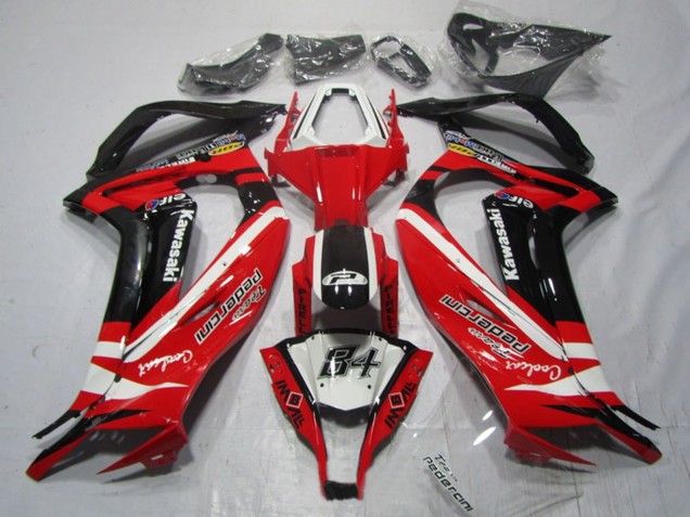 Carénages Moto Kawasaki ZX10R 2011-2015 - Blanc Rouge Noir Pedercini