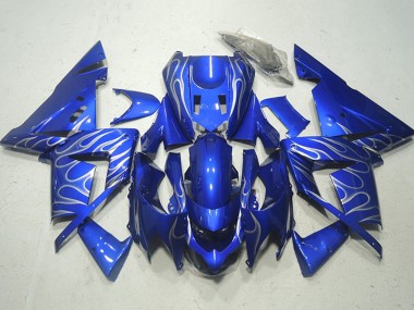 Carénages Moto Kawasaki ZX10R 2004-2005 - Bleu Blanc Flamme