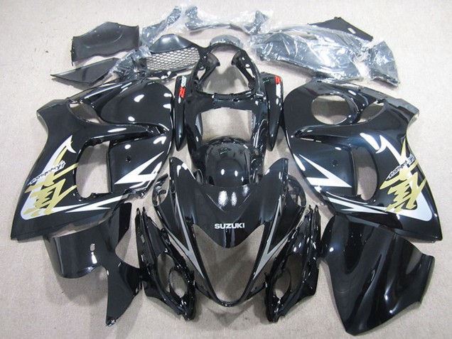 Carénages Moto Suzuki GSXR 1300 Hayabusa 2008-2020 - Noir Brillant Blanc Or Décalque