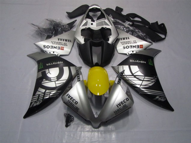 Noir Argent Iveco Yamalube Monster 12-14 YZF R1 Carénage Moto Noir Argent Iveco Yamalube Monster 12-14 YZF R1 Carénage Moto
