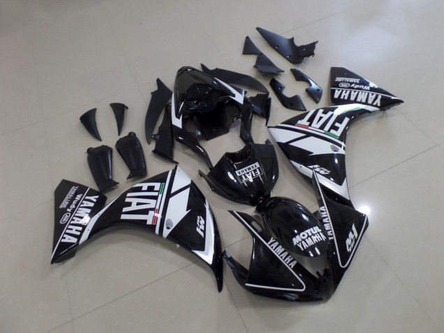 Noir Blanc Fiat 12-14 YZF R1 Carénage Moto Noir Blanc Fiat 12-14 YZF R1 Carénage Moto
