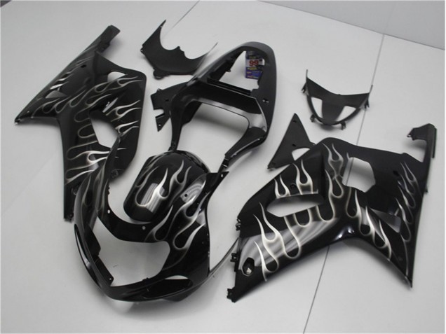 Noir Blanc Flamme 01-03 GSXR 600/750 Carénage Moto Noir Blanc Flamme 01-03 GSXR 600/750 Carénage Moto