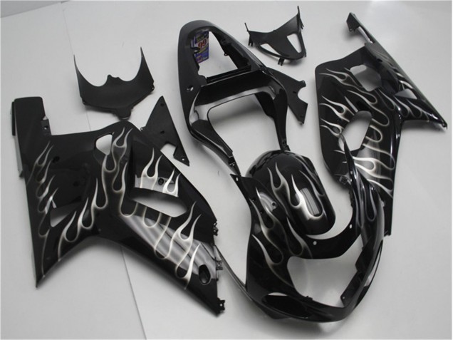 Noir Blanc Flamme 01-03 GSXR 600/750 Carénage Moto Noir Blanc Flamme 01-03 GSXR 600/750 Carénage Moto