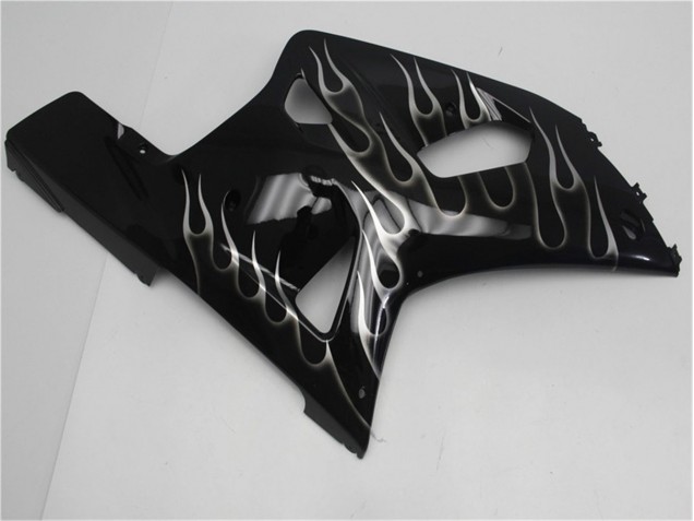 Noir Blanc Flamme 01-03 GSXR 600/750 Carénage Moto Noir Blanc Flamme 01-03 GSXR 600/750 Carénage Moto