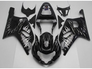Noir Blanc Flamme 01-03 GSXR 600/750 Carénage Moto