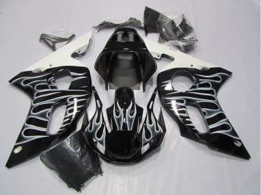 Noir Blanc Flamme 98-02 YZF R6 Carénage Moto