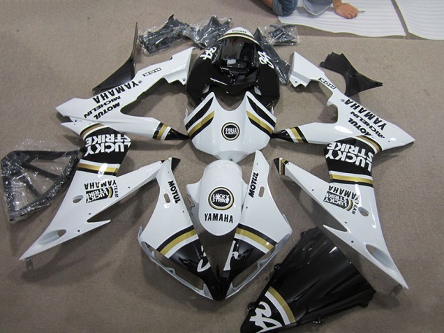 Noir Blanc Lucky Strike 04-06 YZF R1 Carénage Moto