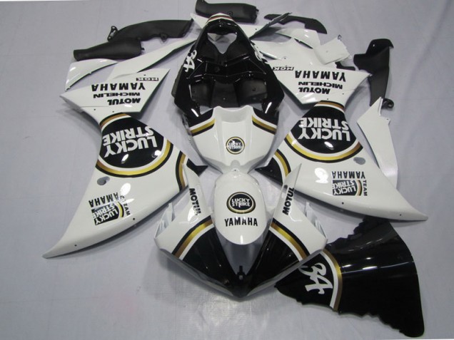 Noir Blanc Lucky Strike 09-11 YZF R1 Carénage Moto Noir Blanc Lucky Strike 09-11 YZF R1 Carénage Moto