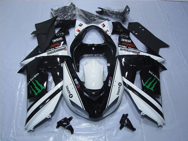Noir Blanc Monster Touch4 07-08 ZX6R Carénage Moto Noir Blanc Monster Touch4 07-08 ZX6R Carénage Moto