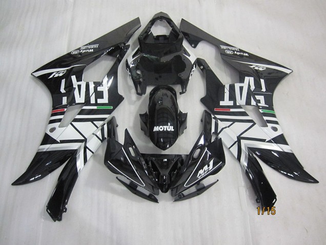 Noir Blanc Motul Fiat 06-07 YZF R6 Carénage Moto Noir Blanc Motul Fiat 06-07 YZF R6 Carénage Moto