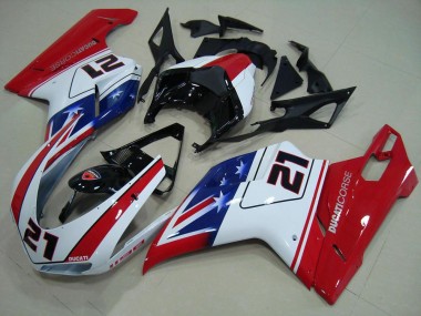 Noir Blanc Rouge 21 07-14 Ducati 848 1098 1198 Carénage Moto