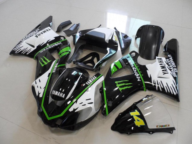 Noir Blanc Vert Monster 00-01 YZF R1 Carénage Moto Noir Blanc Vert Monster 00-01 YZF R1 Carénage Moto
