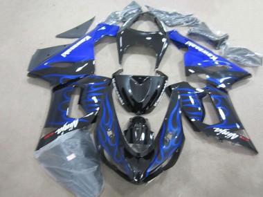 Noir Bleu Flamme Ninja 636 05-06 ZX6R Carénage Moto