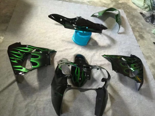 Noir Brillant Vert Flamme 02-03 ZX9R Carénage Moto Noir Brillant Vert Flamme 02-03 ZX9R Carénage Moto