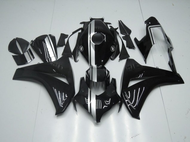 Noir Brillant avec Argent Bande 08-11 CBR1000RR Carénage Moto Noir Brillant avec Argent Bande 08-11 CBR1000RR Carénage Moto