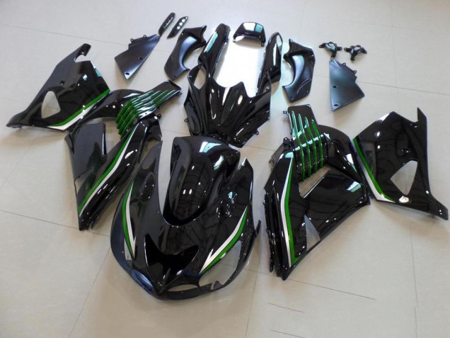 Noir Brillant avec Ligne Verte 06-11 ZX14R ZZR1400 Carénage Moto Noir Brillant avec Ligne Verte 06-11 ZX14R ZZR1400 Carénage Moto