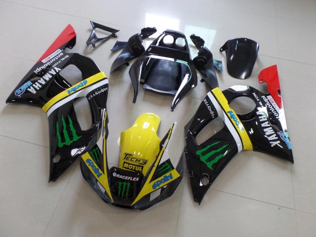 Noir Jaune Monster 98-02 YZF R6 Carénage Moto