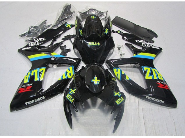 Noir Jaune Rizla 06-07 GSXR 600 Carénage Moto