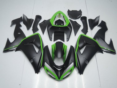 Noir Mat avec Ligne Verte 06-07 ZX10R Carénage Moto
