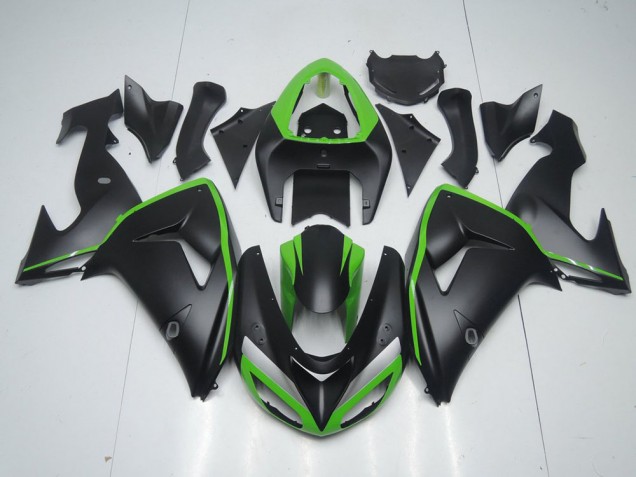 Noir Mat avec Ligne Verte 06-07 ZX10R Carénage Moto Noir Mat avec Ligne Verte 06-07 ZX10R Carénage Moto