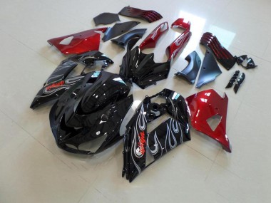 Noir Nd Rouge Argent Flamme 06-11 ZX14R ZZR1400 Carénage Moto