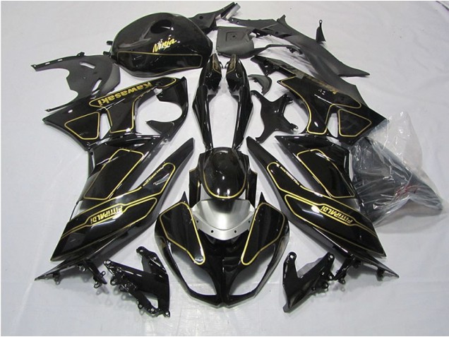 Noir Or 09-12 ZX6R Carénage Moto Noir Or 09-12 ZX6R Carénage Moto
