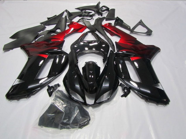 Noir Rouge 07-08 ZX6R Carénage Moto Noir Rouge 07-08 ZX6R Carénage Moto