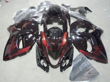 Noir Rouge 08-19 GSXR 1300 Hayabusa Kit Carénages Motos Complet