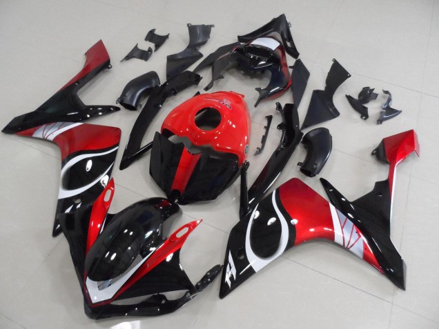 Noir Rouge Brillant 07-08 YZF R1 Carénage Moto Noir Rouge Brillant 07-08 YZF R1 Carénage Moto