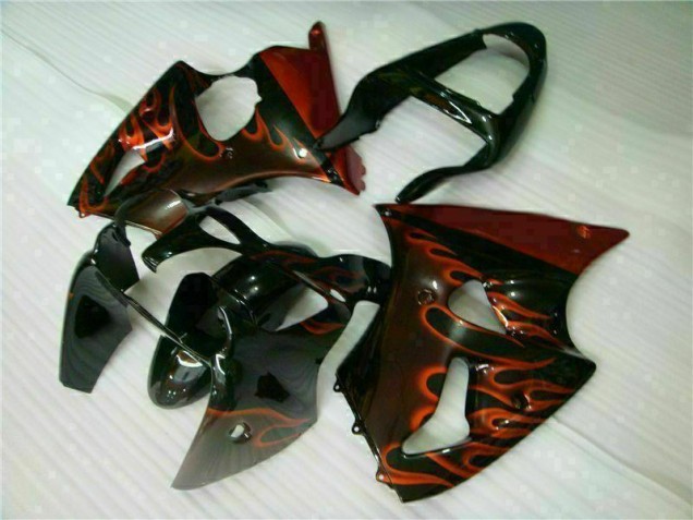 Noir Rouge Flamme 00-02 ZX6R Carénage Moto