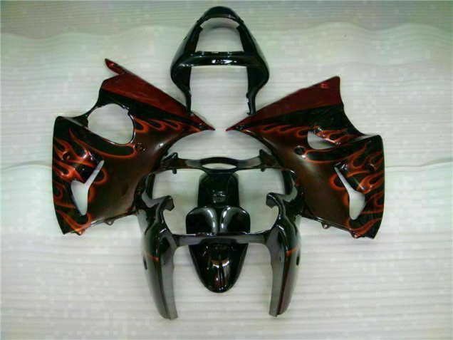 Noir Rouge Flamme 00-02 ZX6R Carénage Moto