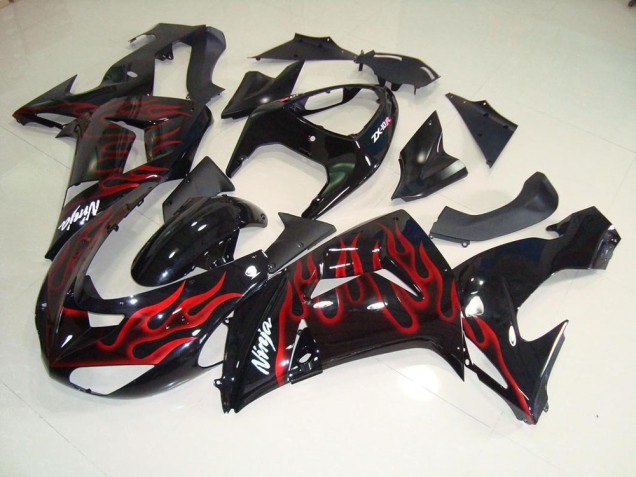 Noir Rouge Flamme 06-07 ZX10R Carénage Moto