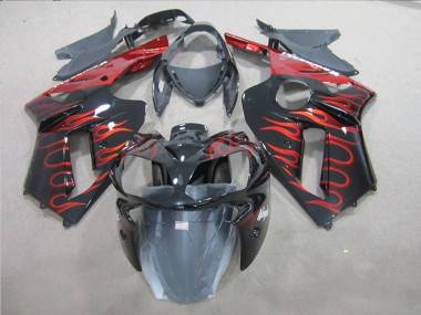 Noir Rouge Flamme 07-08 ZX6R Carénages Moto