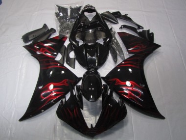 Noir Rouge Flamme 09-11 YZF R1 Carénage Moto