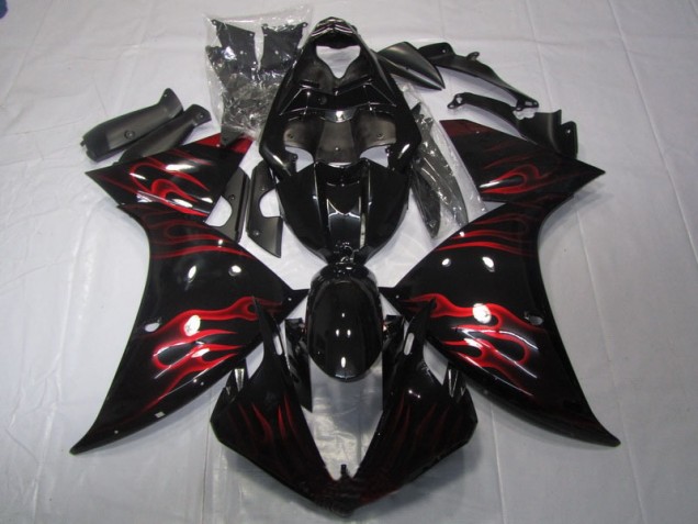 Noir Rouge Flamme 09-11 YZF R1 Carénage Moto Noir Rouge Flamme 09-11 YZF R1 Carénage Moto