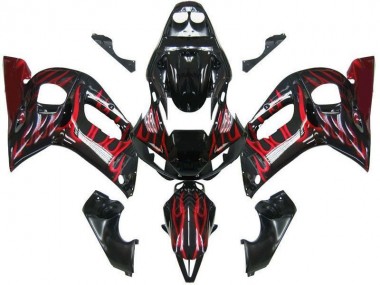 Noir Rouge Flamme 98-02 YZF R6 Carénage Moto