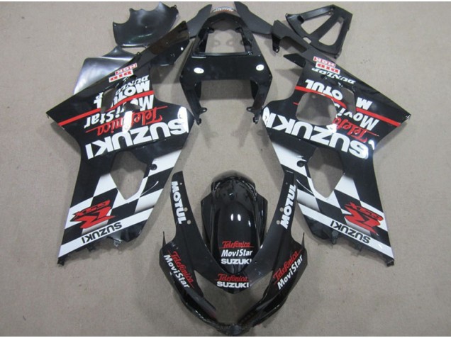 Noir Rouge Telefumia Movistar 04-05 GSXR 600 Carénage Moto Noir Rouge Telefumia Movistar 04-05 GSXR 600 Carénage Moto