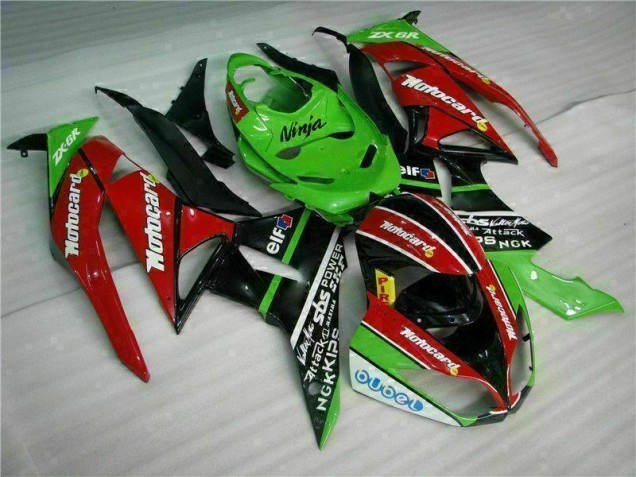Noir Rouge Vert Motocard 09-12 ZX6R Carénage Moto Noir Rouge Vert Motocard 09-12 ZX6R Carénage Moto