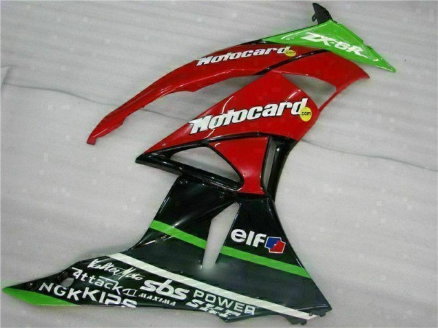 Noir Rouge Vert Motocard 09-12 ZX6R Carénage Moto Noir Rouge Vert Motocard 09-12 ZX6R Carénage Moto